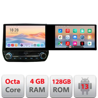 Navigatie dedicata Edonav Ford Fiesta 2020-  Edotec 2 ecrane  8 core 4+128 21.6 inch Incell android Wifi 5Ghz gps internet  Kit-fiesta-2020
