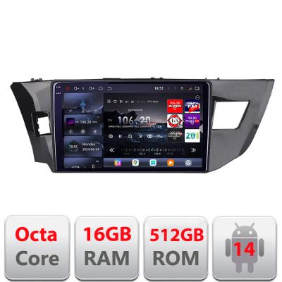 Navigatie Toyota Corolla 2013-2017 Edotec Kit-470 8 core QLED 2K 16+512GB 360 Android Waze USB Navigatie Internet Youtube Radio