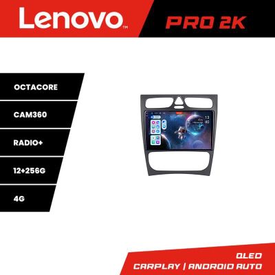 Navigatie Mercedes C W203 2000-2004 Lenovo Kit-clk 8 core QLED 2K 12+256 360 Android Waze USB Navigatie Internet Youtube Radio