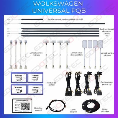 Lumini Ambientale NIGHTVIBE VW Skoda Seat PWB intre 2005-2014 dedicate kit complet control din sistemul original sau telefon