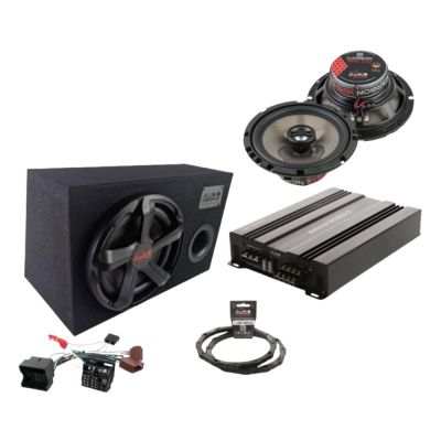 Pachet difuzoare  2 usi cu amplificator Carbon-200.4, inele si cablaje plug&play pe masina