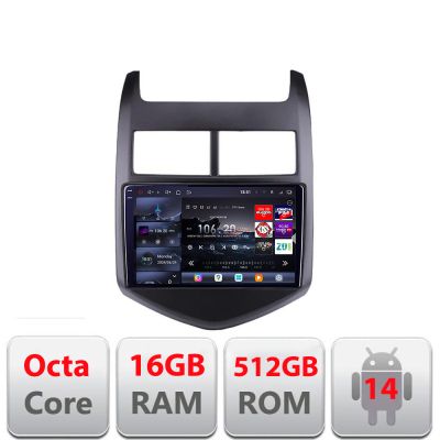 Navigatie Chevrolet Aveo 2010-2013 Edotec Kit-AVEO10 8 core QLED 2K 16+512GB 360 Android Waze USB Navigatie Internet Youtube Radio