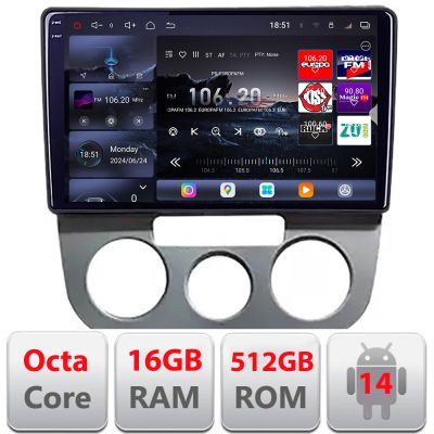 Navigatie VW Golf 5 2004-2010 clima manuala Android radio gps internet 8 core QLED 2K 16+512GB 360 Edotec