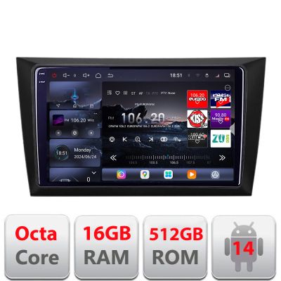 Navigatie VW Golf6 2009-2013 Edotec Kit-GOLF6 8 core QLED 2K 16+512GB 360 Android Waze USB Navigatie Internet Youtube Radio